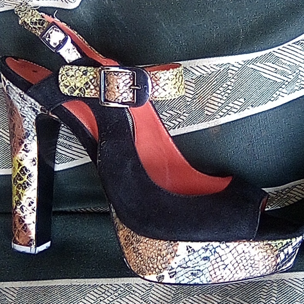 Via Spiga High High Heels Leather Snake Skin Size 10 M Made In Italy. - Picture 8 of 9